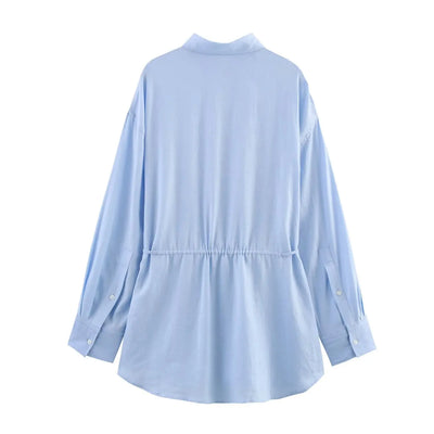 White Shirt For Women Fashion Cotton And Linen Loose Lace Up Blouse Spring Summer 2025 New Long Sleeve Simple Casual Shirts Lady