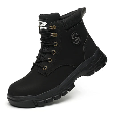 Men's Safety Shoes Puncture-Resistant Work Boots Lightweight Breathable Anti-Slip Construction Shoes with Steel Toe Cap