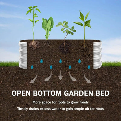 4x2x1ft Raised Garden Beds Outdoor Kit, Galvanized Oval Planter Box, Metal Bottomless Elevated Garden Boxes Set for Planting Veg