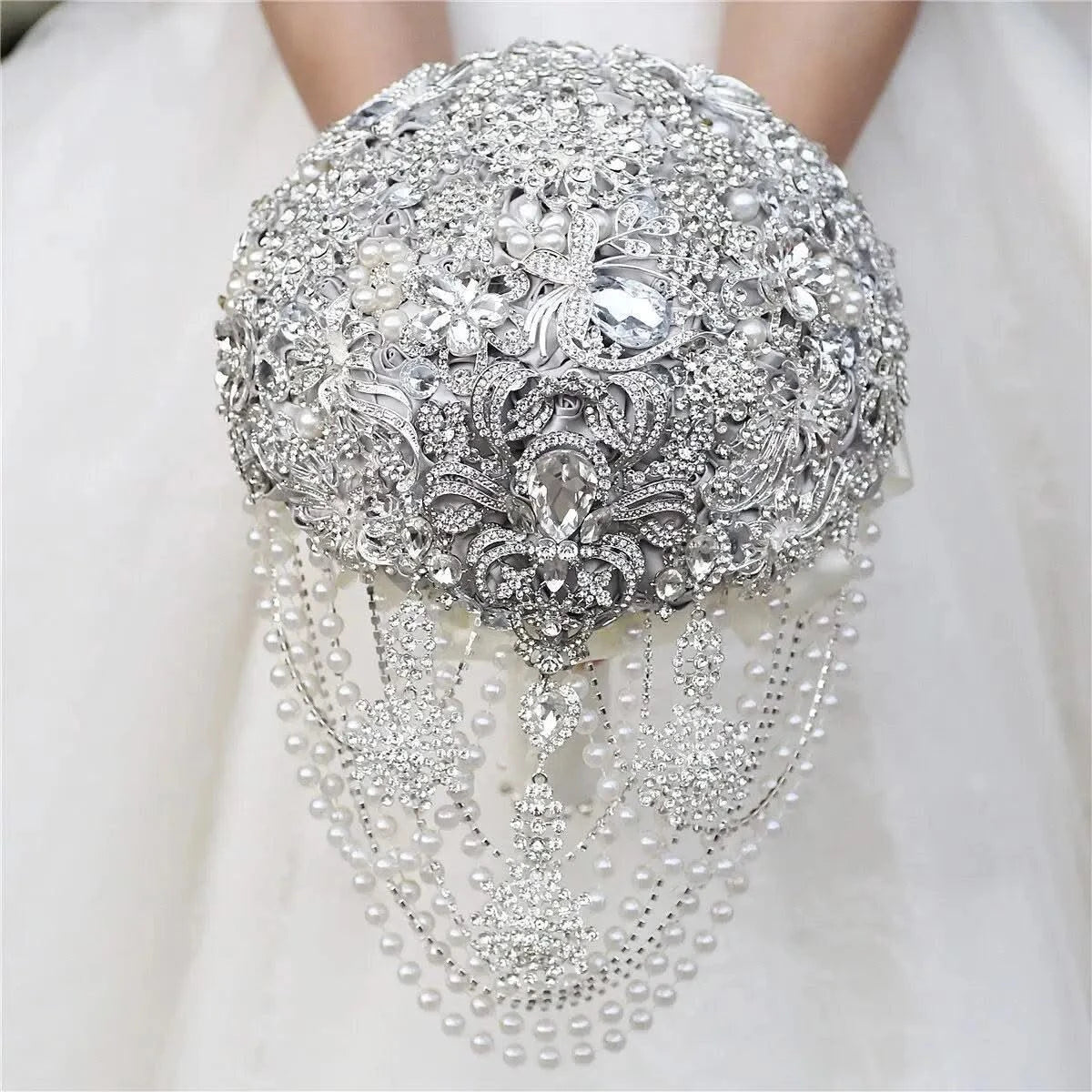 Rhinestone Jewellery  Brooch Bouquet Silk Wedding Flowers |Bridal Wedding