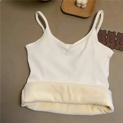 Thermal Underwear Tops Women Velvet Thickened Suspender Bottomed Shirt