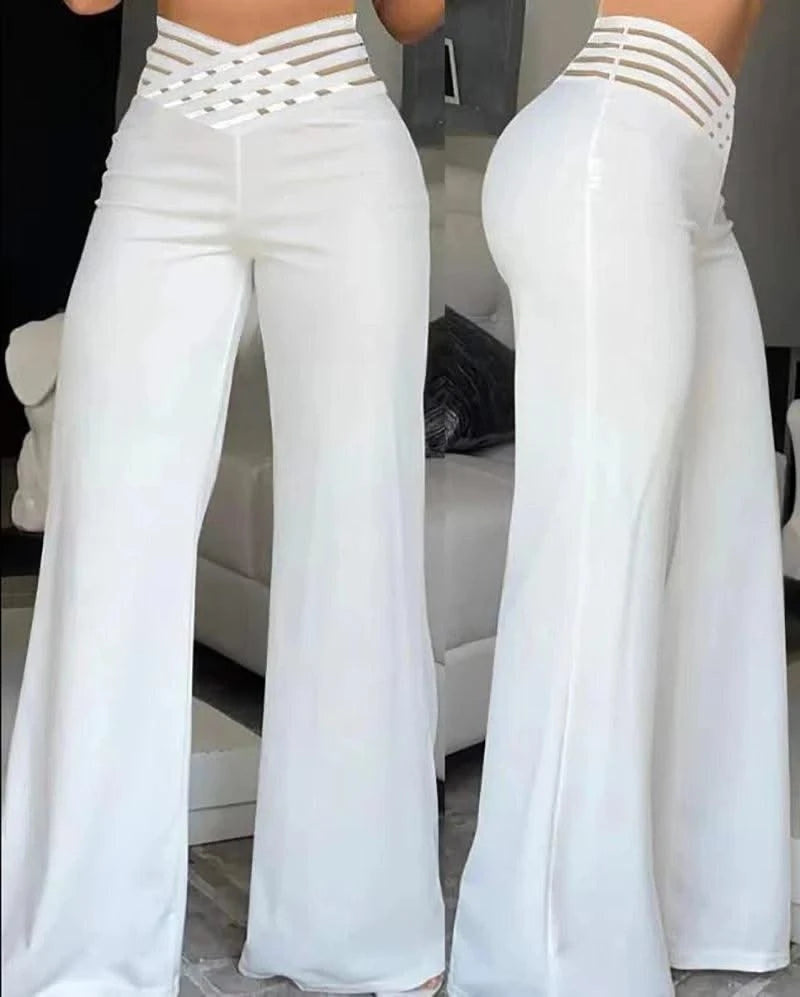 Activewear Women Flared Pants Elegant Office Lady Casual High Waist Trousers