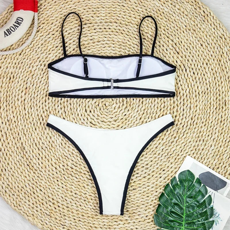 Woman Swimwear 2025 High Waist Bikinis Shorts Women's Swimsuit Luxury Ribbed Two-piece Bathing Suits Summer Bikini Set Swim Suit