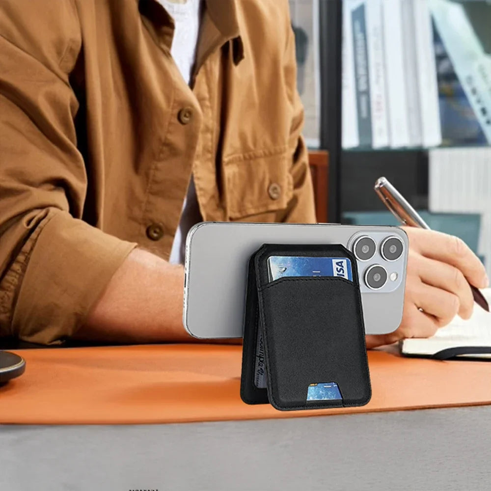 Magsafe Magnetic Leather Wallet Holder Case For iPhone 16 15 14 13 12 Pro Max Mobile Phone Holder Card Bag Covers Accessories