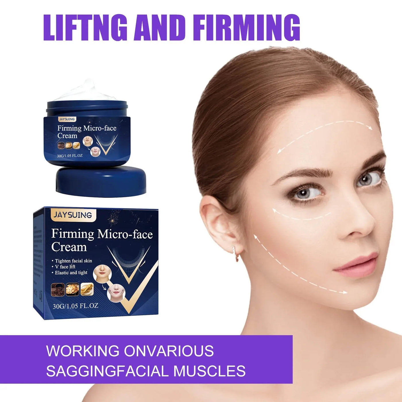 V-Shaped Firming Cream Double Chin W-rinkle Remover F-at B-urning Fade Fine Lines Tighten Nourish Face Lifting S-limming Cream