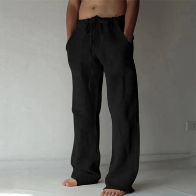 Hot New Men's Trousers, Casual Solid Color Thin Linen Men's Trousers