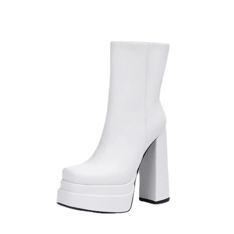 Designer Woman Shoes 2025 New Fashion Platform Boots Ladies High Quality Luxury Women Leather Boots Women Super High Heels Boots