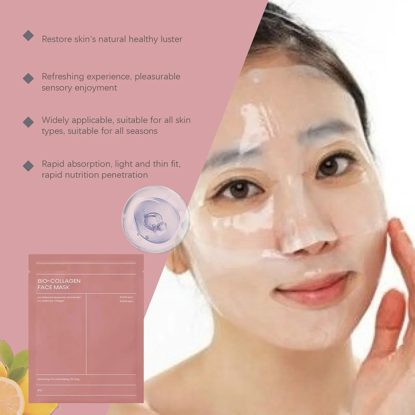 Bio-Collagen Face Mask Anti-Wrinkle Firming Overnight Mask With Hydrolyzed Moisturizing Refreshing Brightening Repair Skin Care