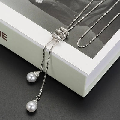 Thick Necklaces for Women Fashion Charm Pendant Necklace Necklace Crystal Long Ladies Pearls Sweate Luxury Necklaces Chain