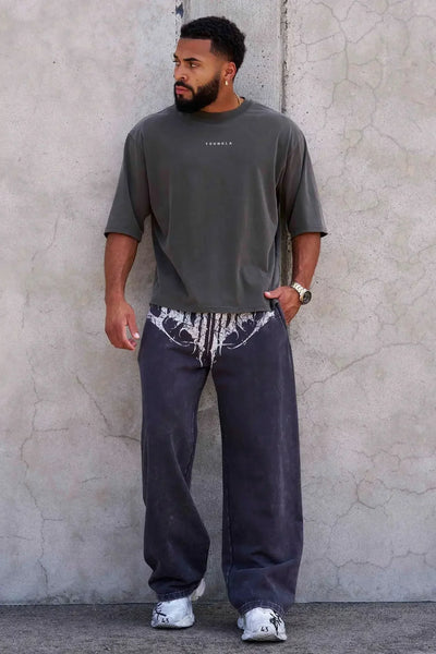 Men's straight legs wide pants fitness training casual sports outdoor running trousers fashion American style brand sports pants