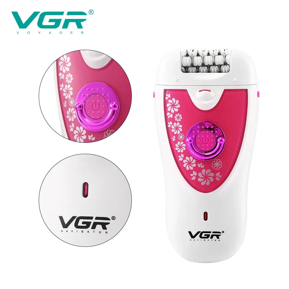 VGR Electric Epilator Women  Rechargeable Electric Shaver Whole Body Available Painless Depilat Female Hair Removal Machine 722