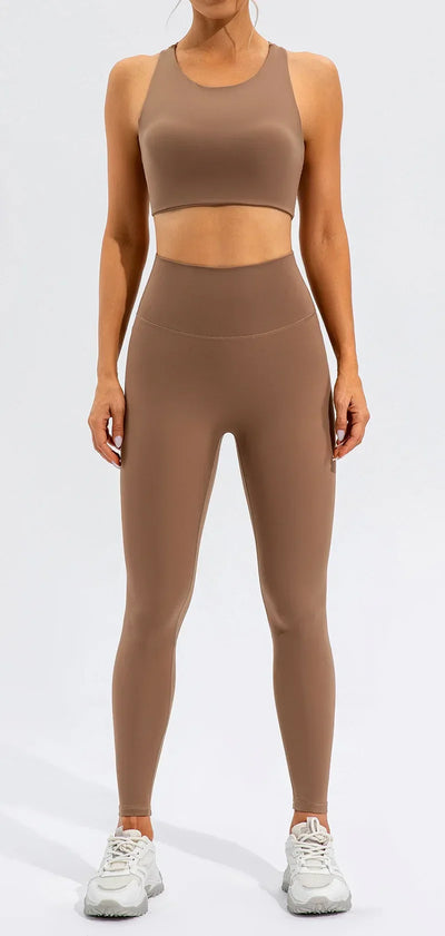Women Yoga Set  2 Piece Workout Sportswear Gym Clothing Fitness Crop Top High Waist Push Up Leggings High quality Sports Suits