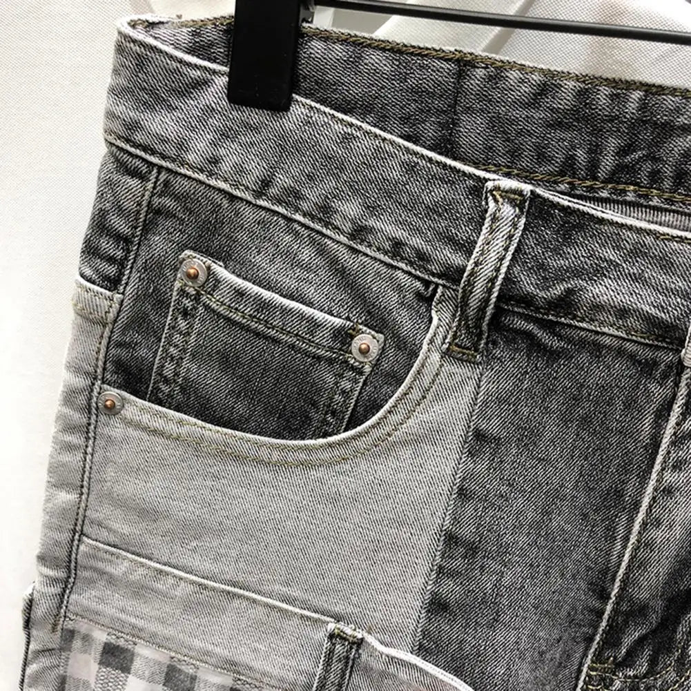 Men Street Style Shorts Multi-pocket Men Shorts Summer Men's Denim Shorts with Multiple Pockets Baggy Ripped Jeans for Wear