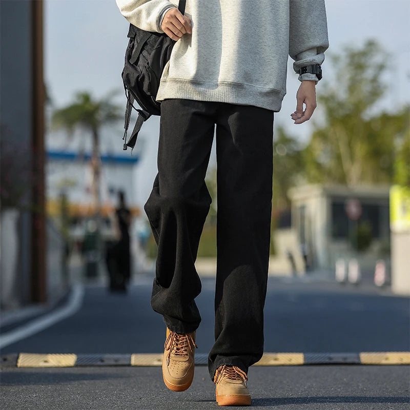 2025 New Men's Baggy Casual Jeans Male High Street Straight Leg Denim Pants American Classic Retro Autumn Casual Long Trousers