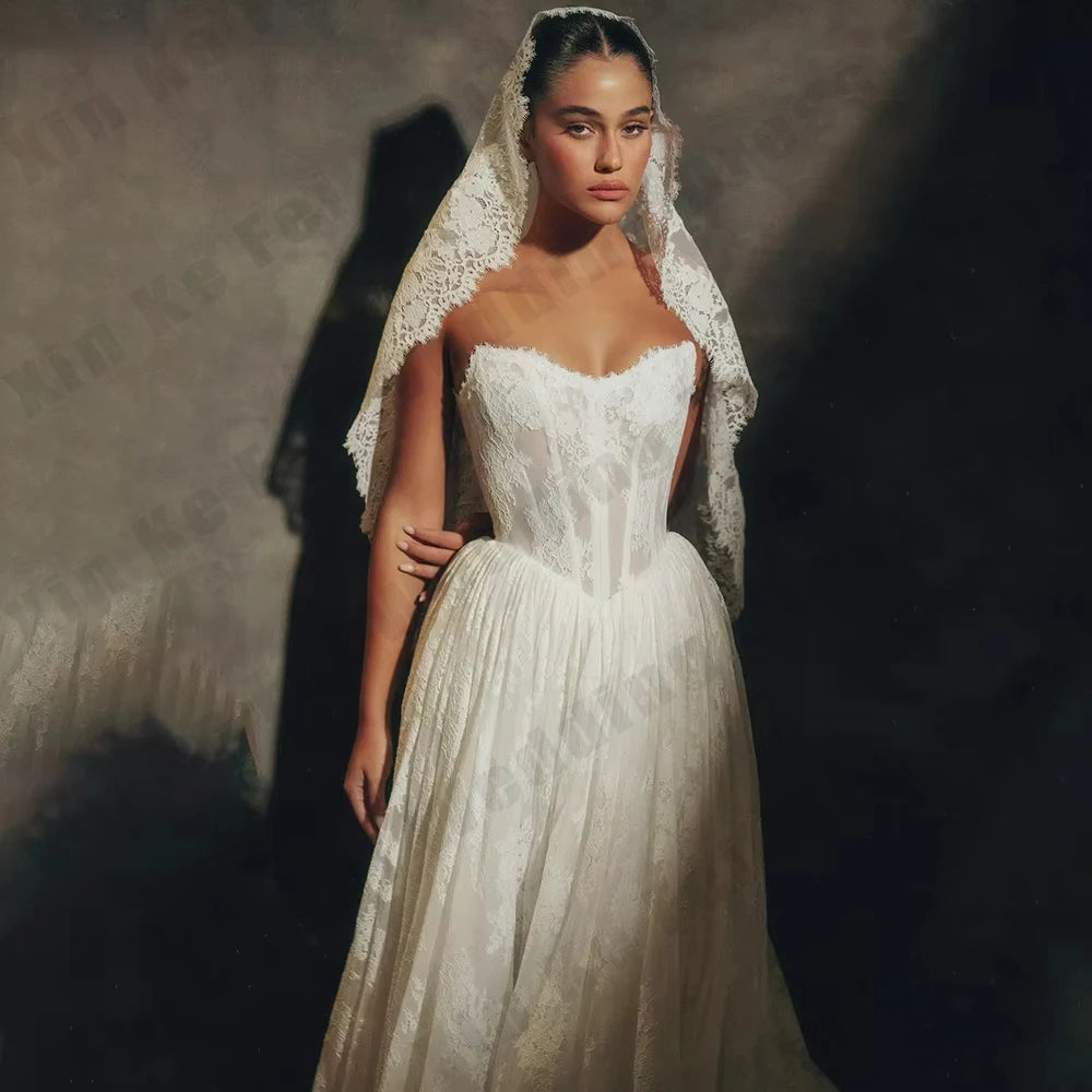 2025 Ivory Women's Wedding Dresses Sexy Off Shoulder A-line Princess Bridal Gown Formal Beach Party vestidos de novia Customized