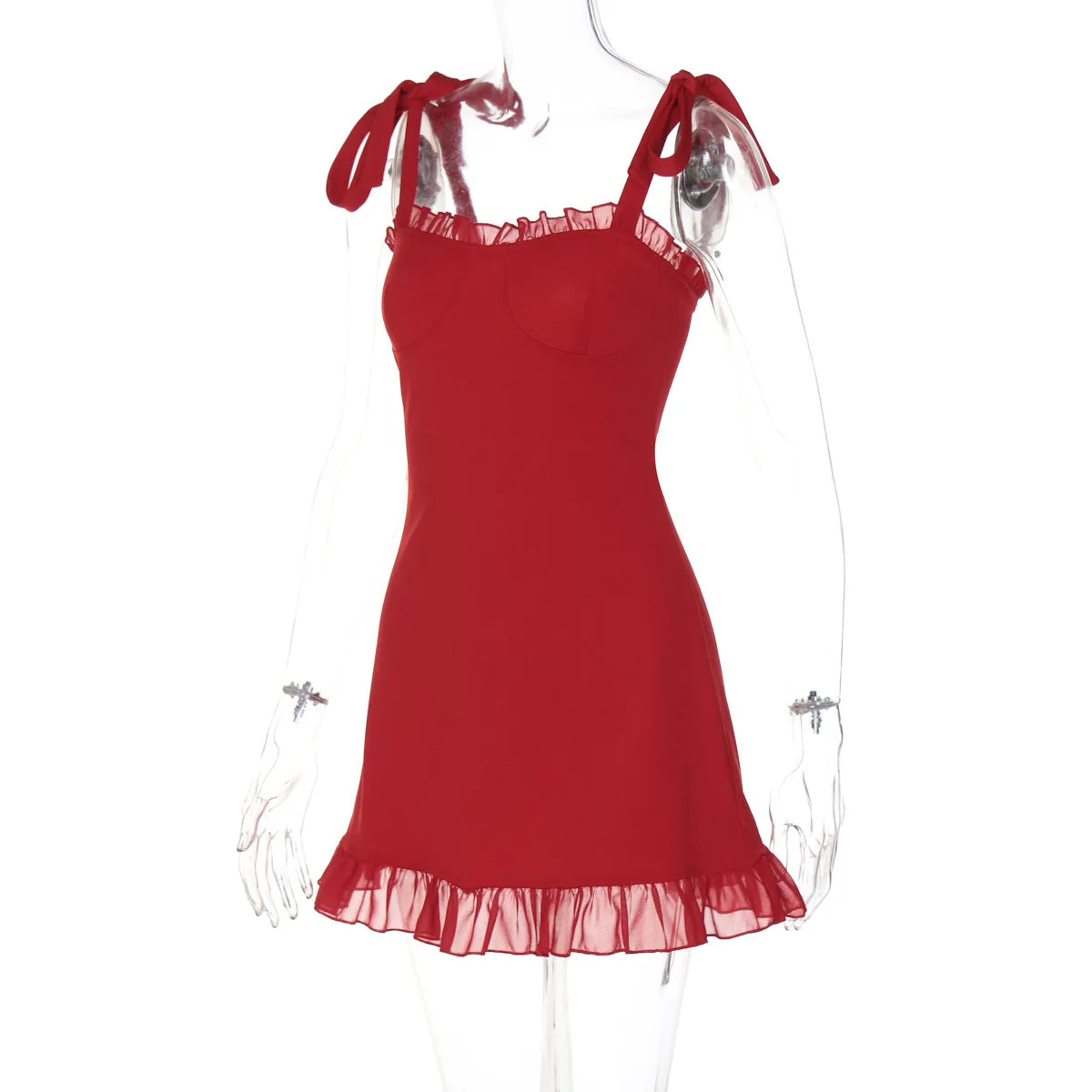Women's Summer Dresses 2024 Sleeveless Sweetheart Neck Lace Up Mini Dress Ruffle Hem Floral Beach Dress Vacation Tank Top
