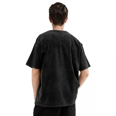 Men's T Shirt Add Design Washed T Shirts Hippie Custom DIY Made Your Image Beach Tee Shirt Y2K Retro Loose Cotton Tops Present