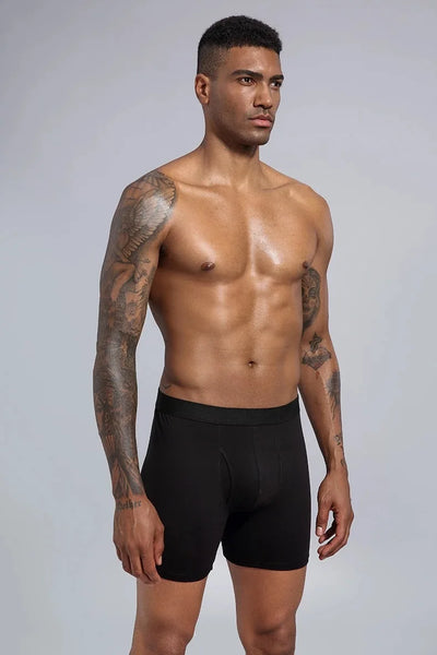 Long Boxer For Man Cotton Men's Panties Family Print Boxershorts Mens Open Front Underwear Sexy Male Underpants Shorts