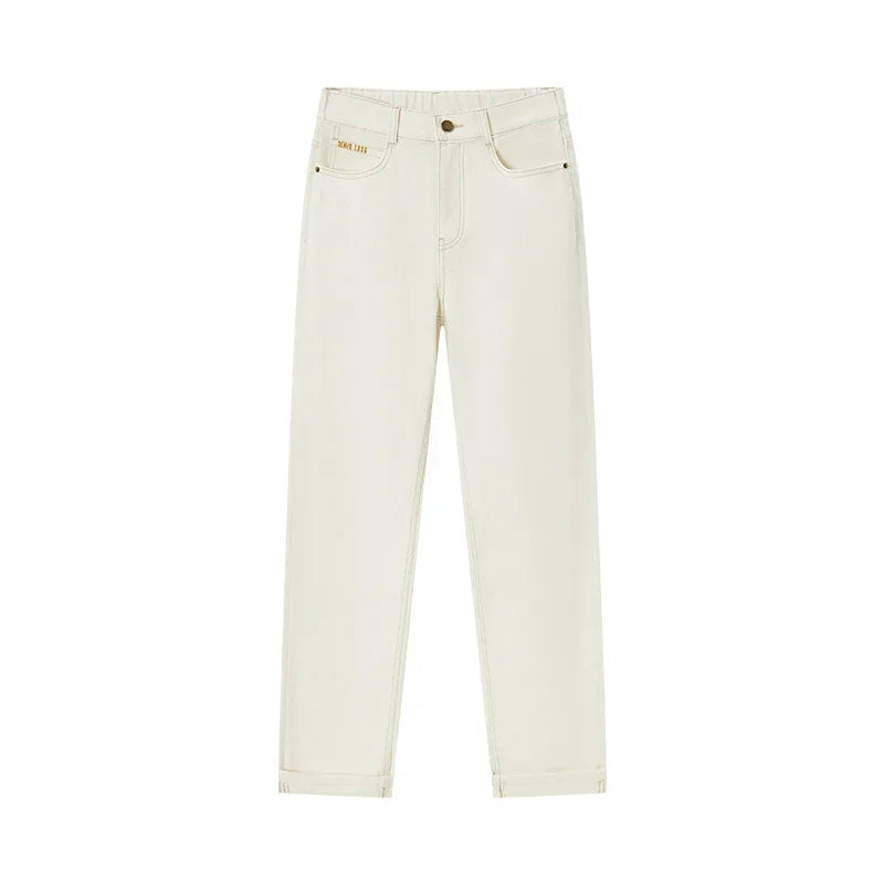 Semir 2023 Women Jeans Autumn New Rolled-edge Straight-leg Pants Slimming Trousers for Women