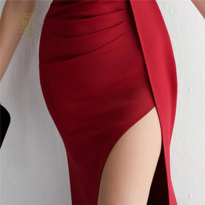 Long Wedding Godmother Dress Evening Woman Party Stain Dresses Burgundy Sexy Mermaid Maxi Ball Gown Luxury Dress Birthday Gown