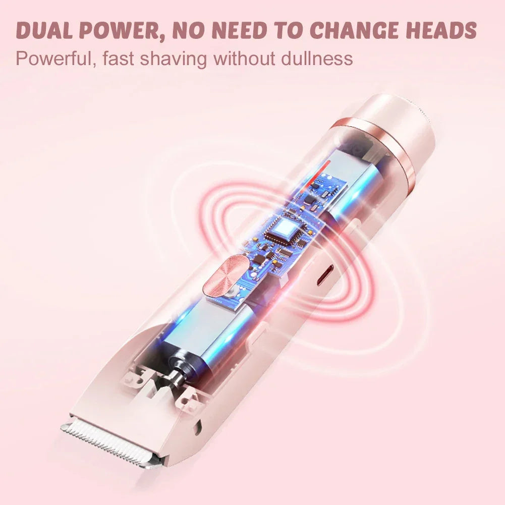 Bikini Epilator For Women Dual Head Electric Razors Portable Wireless Hair Remover Smoothes Silky Wet/Dry Face Body Epilator