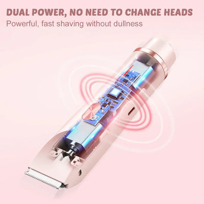 Bikini Epilator For Women Dual Head Electric Razors Portable Wireless Hair Remover Smoothes Silky Wet/Dry Face Body Epilator