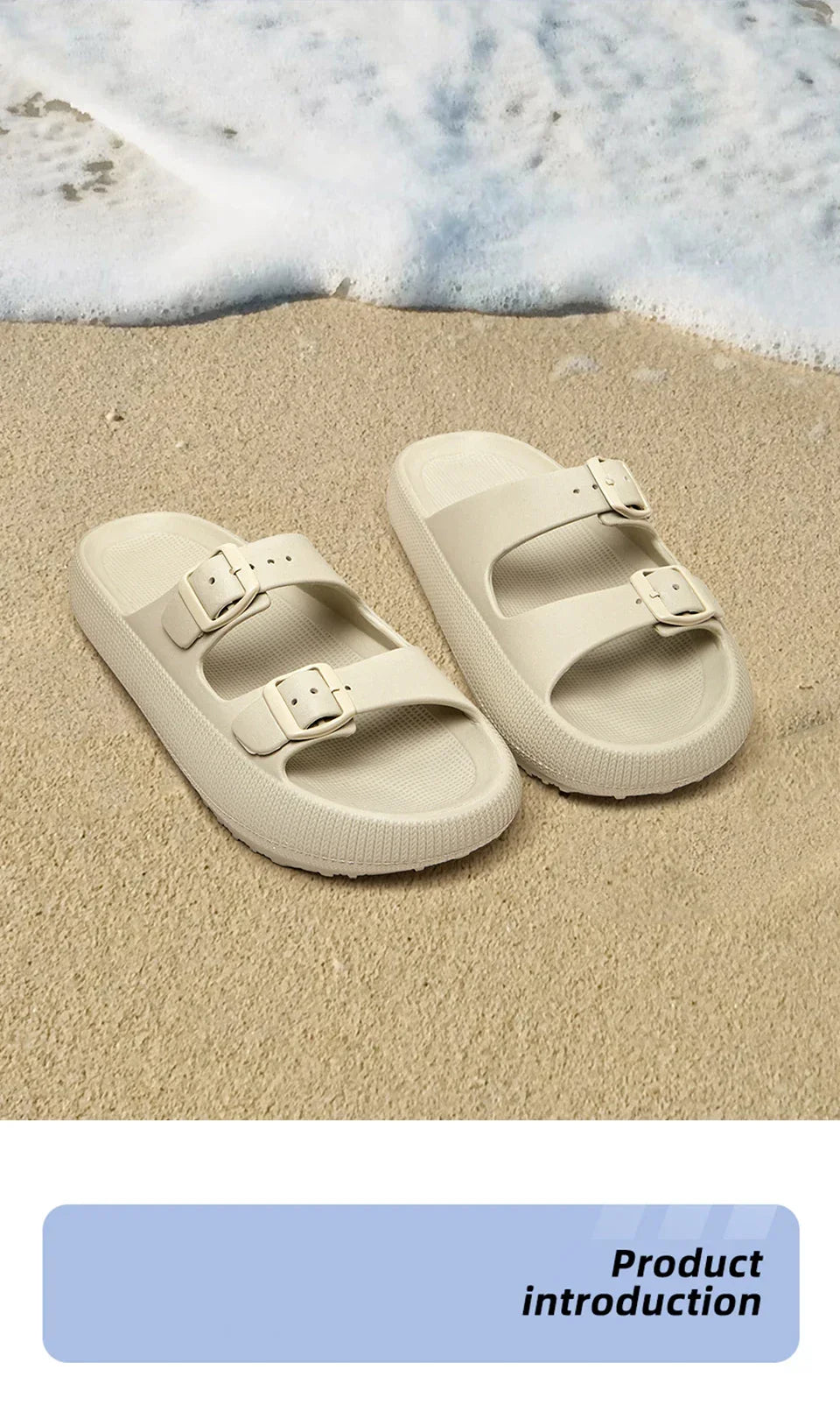 Women's Slippers Fashion Thick Sole Double Buckle Sandals Men Pool Beach Garden Quick Dry Open Toe Indoor Outdoor Shoes