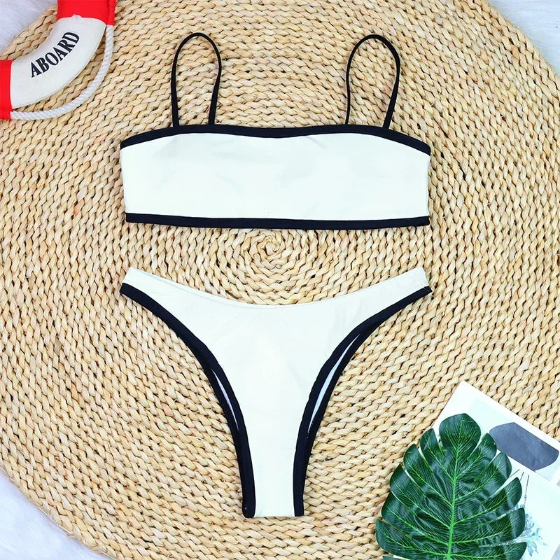 Woman Swimwear 2025 High Waist Bikinis Shorts Women's Swimsuit Luxury Ribbed Two-piece Bathing Suits Summer Bikini Set Swim Suit