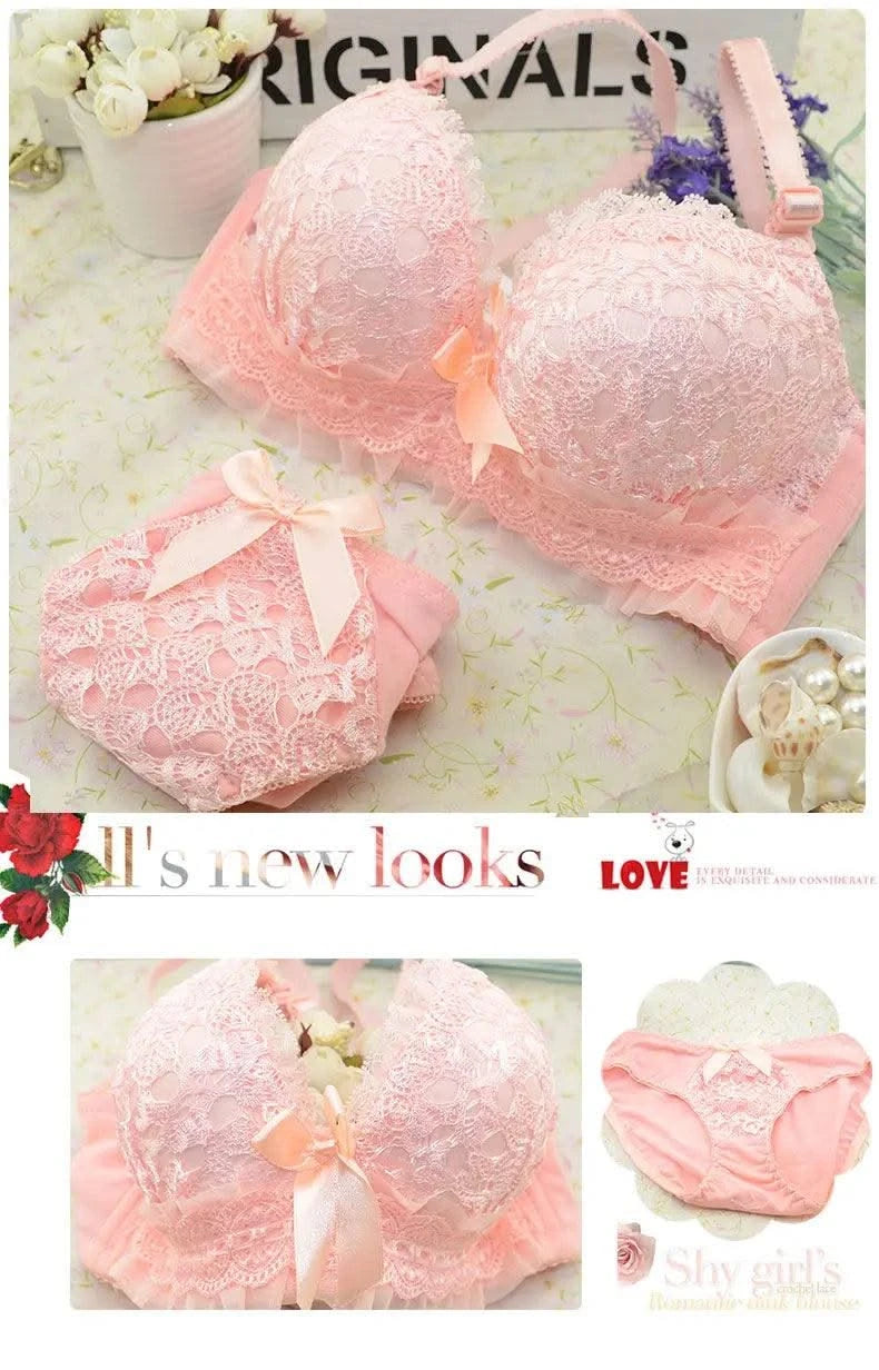 Women Wireless Sexy Bra Set Low Waist Panties Nonwire Bralette Lingerie Set Soft Brassiere Female Fashion Underwear Big Size Set