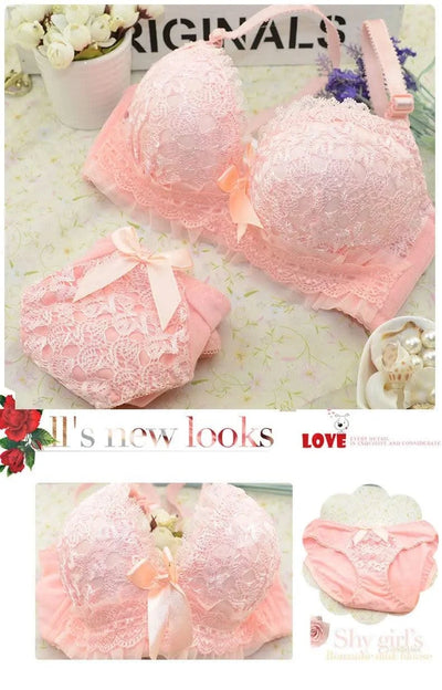 Women Wireless Sexy Bra Set Low Waist Panties Nonwire Bralette Lingerie Set Soft Brassiere Female Fashion Underwear Big Size Set