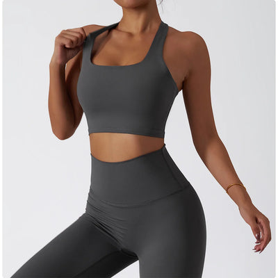 Women Breathable Sports Bra Absorb Sweat Shockproof Padded Gym Bta Running Fitness Bra Yoga Sports Bras Hanging Neck Underwear
