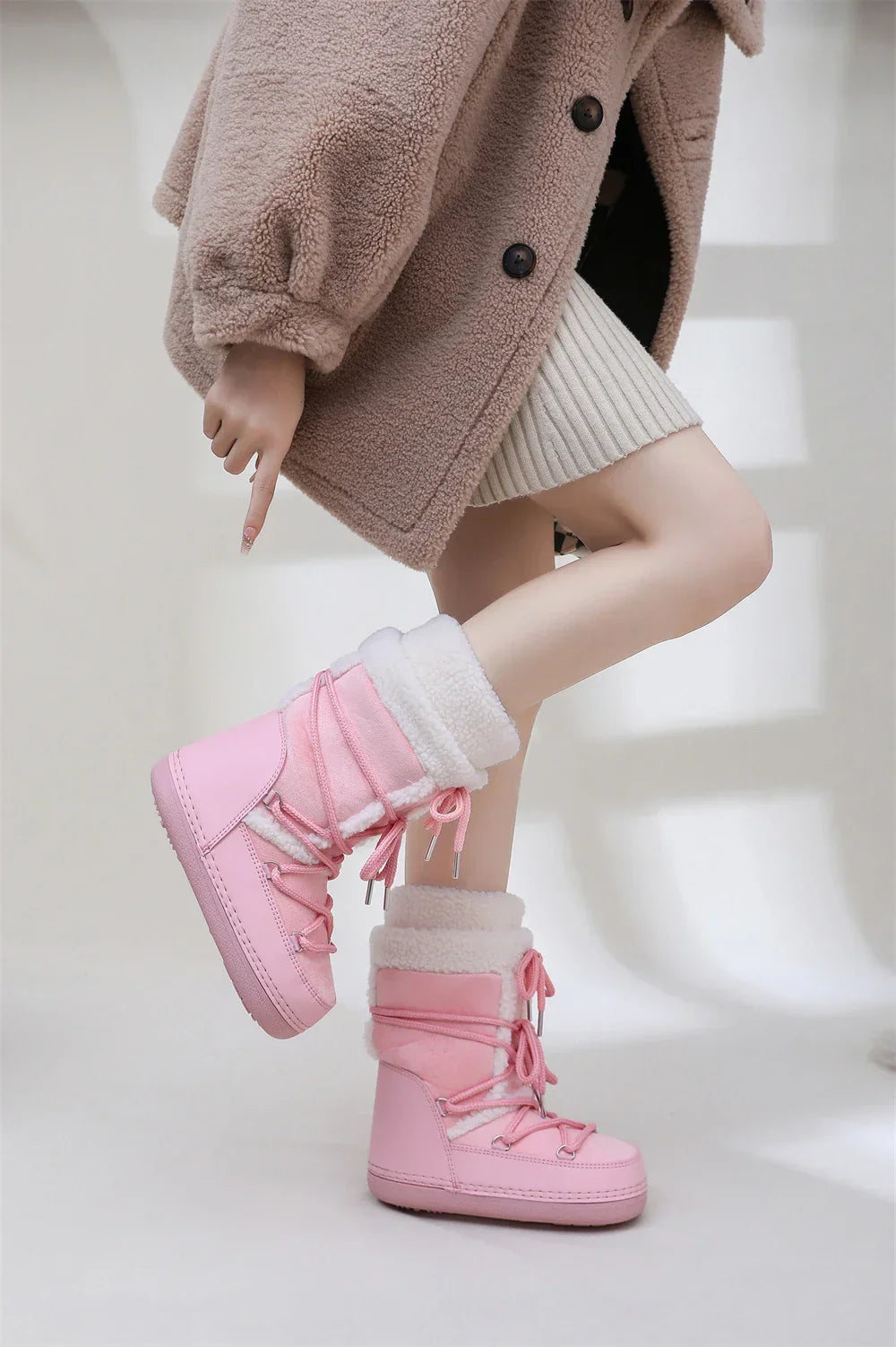 Snow Boots for Women Hairy Fuzzy Fluffy Furry Fur Boots 2025 Winter Boots for Women Waterprrof Pink Black White Fur Snow Boots