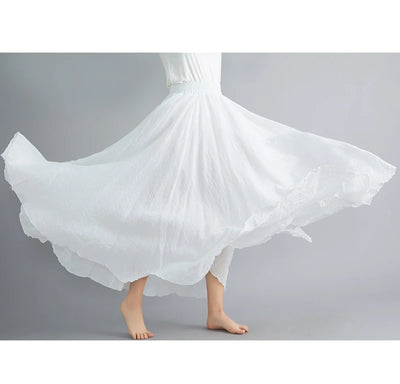 Fashion Cotton Linen Clothes Women Skirts Maxi Y2k Elegant Beach Saia Ropa Mujer Casual Vestido Boho Long Skirt Faldas Harajuku
