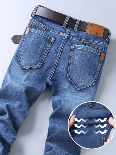 2025 New Business Men's Jeans Casual Straight Stretch Fashion Classic Blue  Work Denim Trousers Male Brand Clothing 29-40size