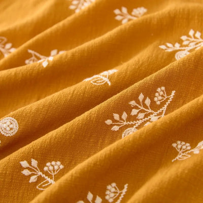140x50cm Embroidered Slub Cotton Linen Fabric Clothing Sewing Fabric, Diy Women's Dress Forest Flower Cloth