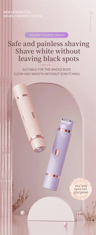 Women Epilator Dual Head Facial Electric Razor Body Shaver for Shaving Bikini Trimmer Area Leg Waterproof Female Hair Removal