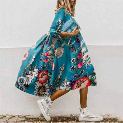 Dresses For Women 2023 Autumn New Loose Color Printed Vestidos Fashion Casua Party Vacation Ladies Bohemian Beach Dress MsChuh