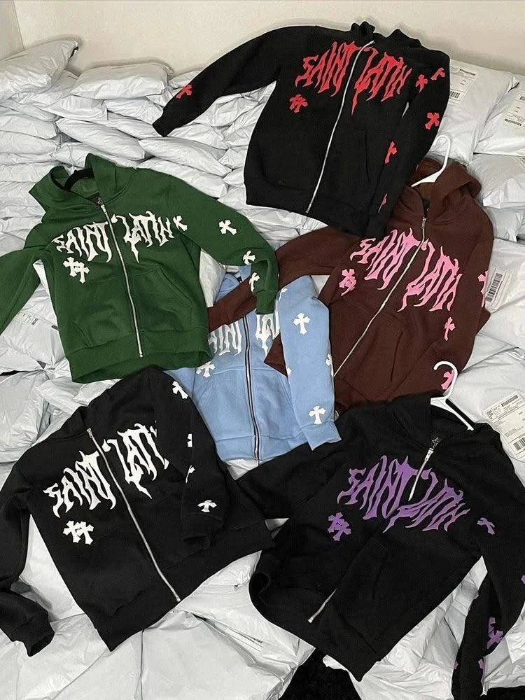 New in Hoodies & Sweatshirts Hooded Sweatshirt Harajuku Man Hoodie Men Men's Clothes Zip Up Hoodies Mens Clothing Goth Y2k Coat