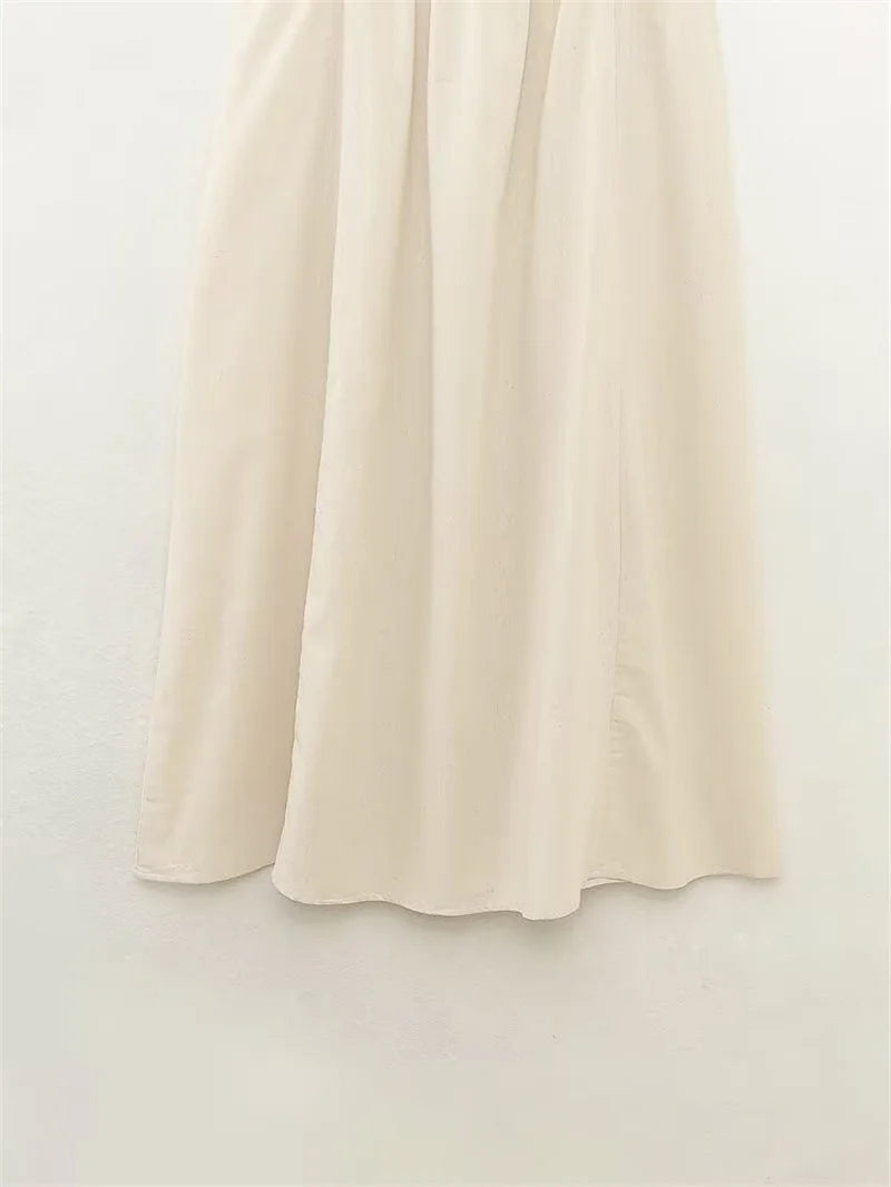 Women's Dresses New Summer 2025 Embroidered Decorative Midi Dress Sexy Suspenders Open Back Design Personality and fashion