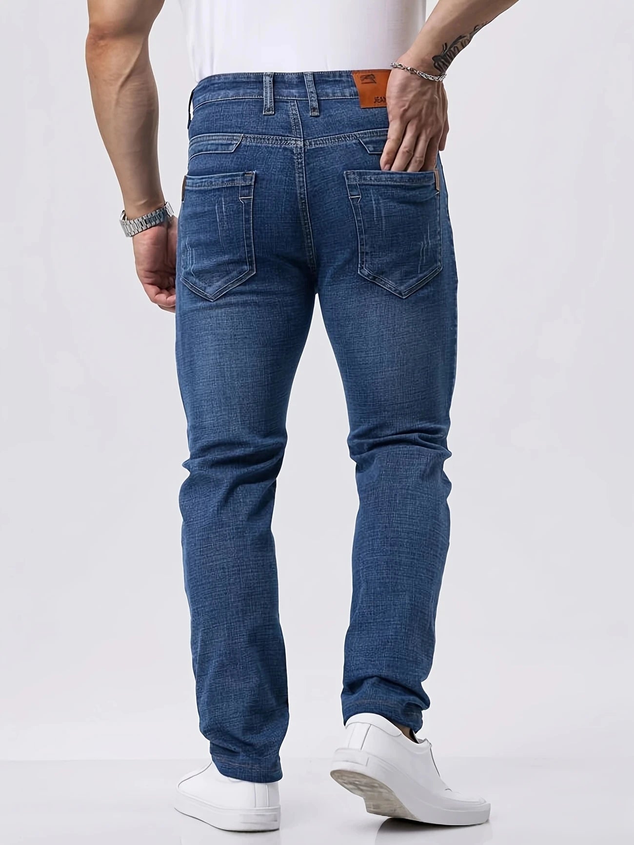 2025 New Business Men's Jeans Casual Straight Stretch Fashion Classic Blue  Work Denim Trousers Male Brand Clothing 29-40size