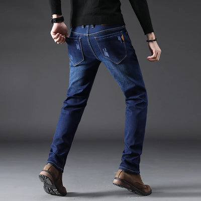 Men's Jeans Straight Leg Loose Elastic Business Casual Daily Versatile Men's Denim Pants 2025 New Outer Wear Men's Jeans Can Be Worn in All Seasons