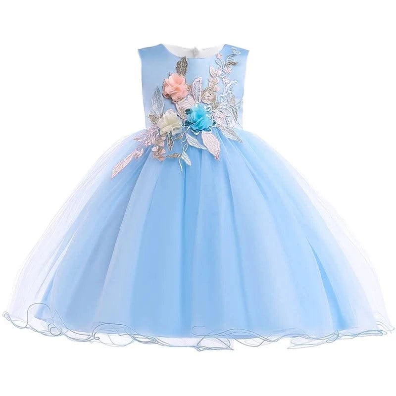 Elegant Kids Dress For Girls Birthday Wedding Costume Appliques Flower Girl Party Dresses 3 10 Years Children Summer Clothes