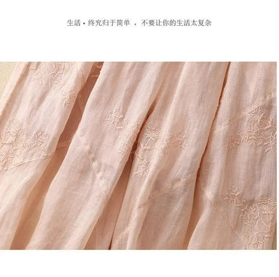 Cotton and Linen Harem Women Summer Vintage Embroidery Lightweight Breathable Lantern Pants