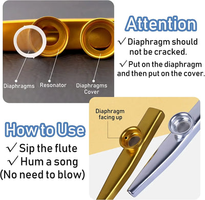 Metal Kazoo Musical Instruments Flutes Diaphragm Mouth Kazoos Musical Instruments Good Companion for Guitar