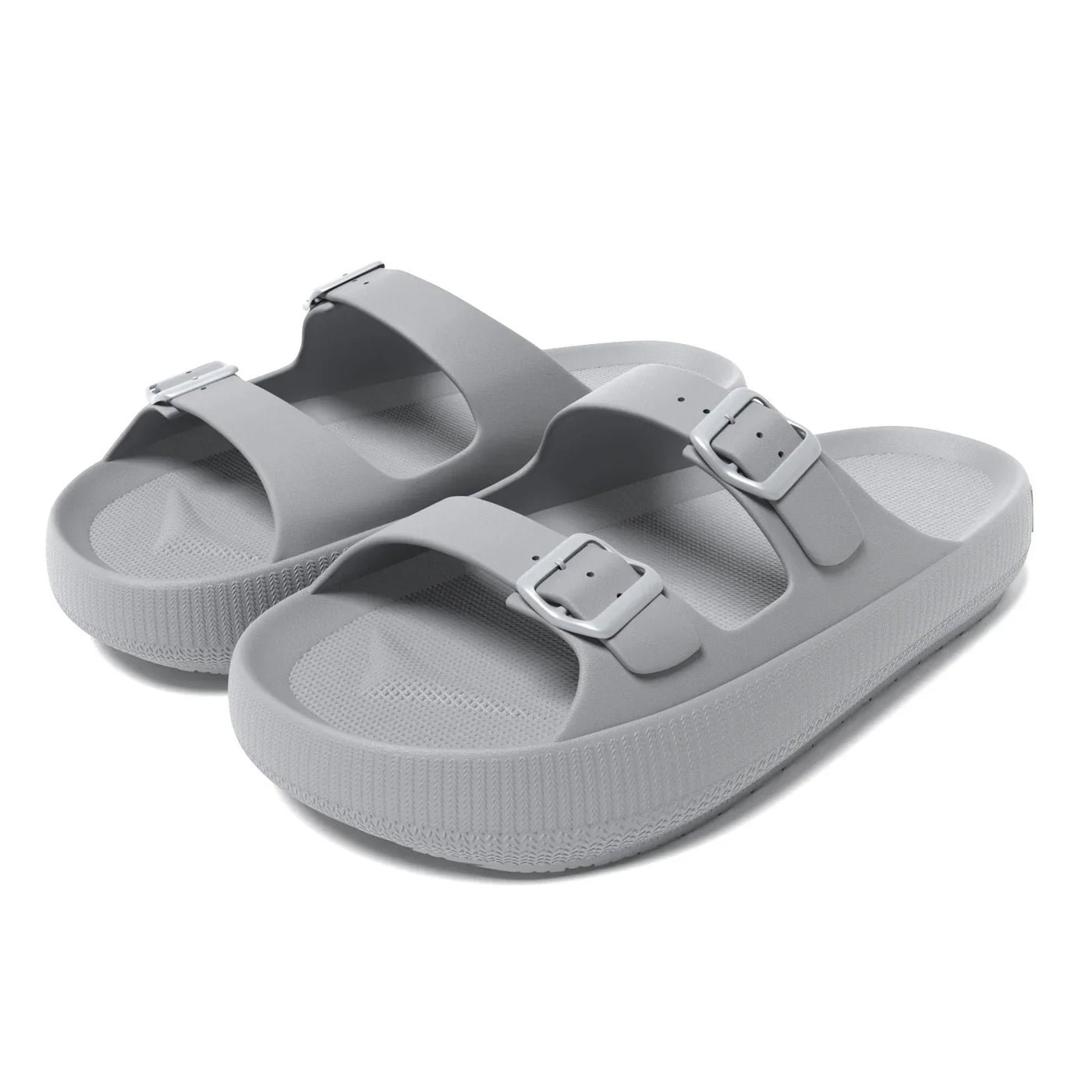 Women's Slippers Fashion Thick Sole Double Buckle Sandals Men Pool Beach Garden Quick Dry Open Toe Indoor Outdoor Shoes