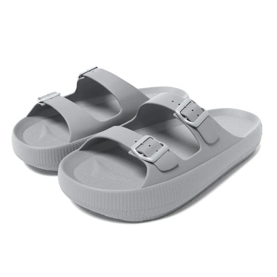 Women's Slippers Fashion Thick Sole Double Buckle Sandals Men Pool Beach Garden Quick Dry Open Toe Indoor Outdoor Shoes