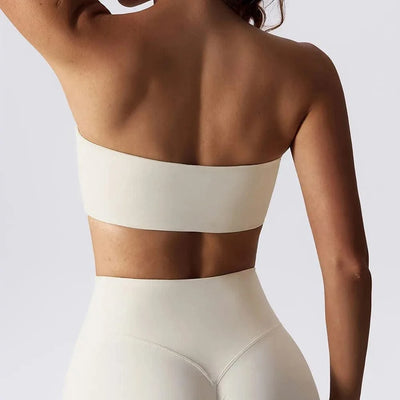 Women Strapless Bra Padded Top Stretchy Fitness Yoga Tops