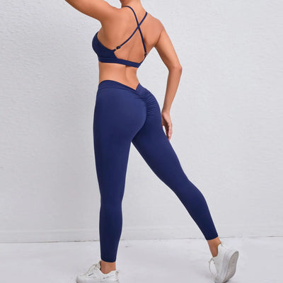 2PCS Athletic Wear Yoga Women's Tracksuit  Fitness Yoga Sets Sportswear Workout Bra+High Waist Leggings Gym Clothing Sports