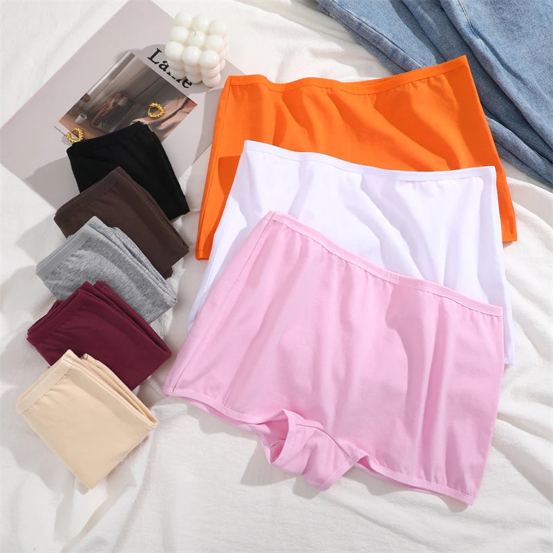 New Women's Panties Cotton Seamless Sports Boxers Underwear Female Solid Color Briefs Cozy Lingerie Intimate Underpants XS-XL