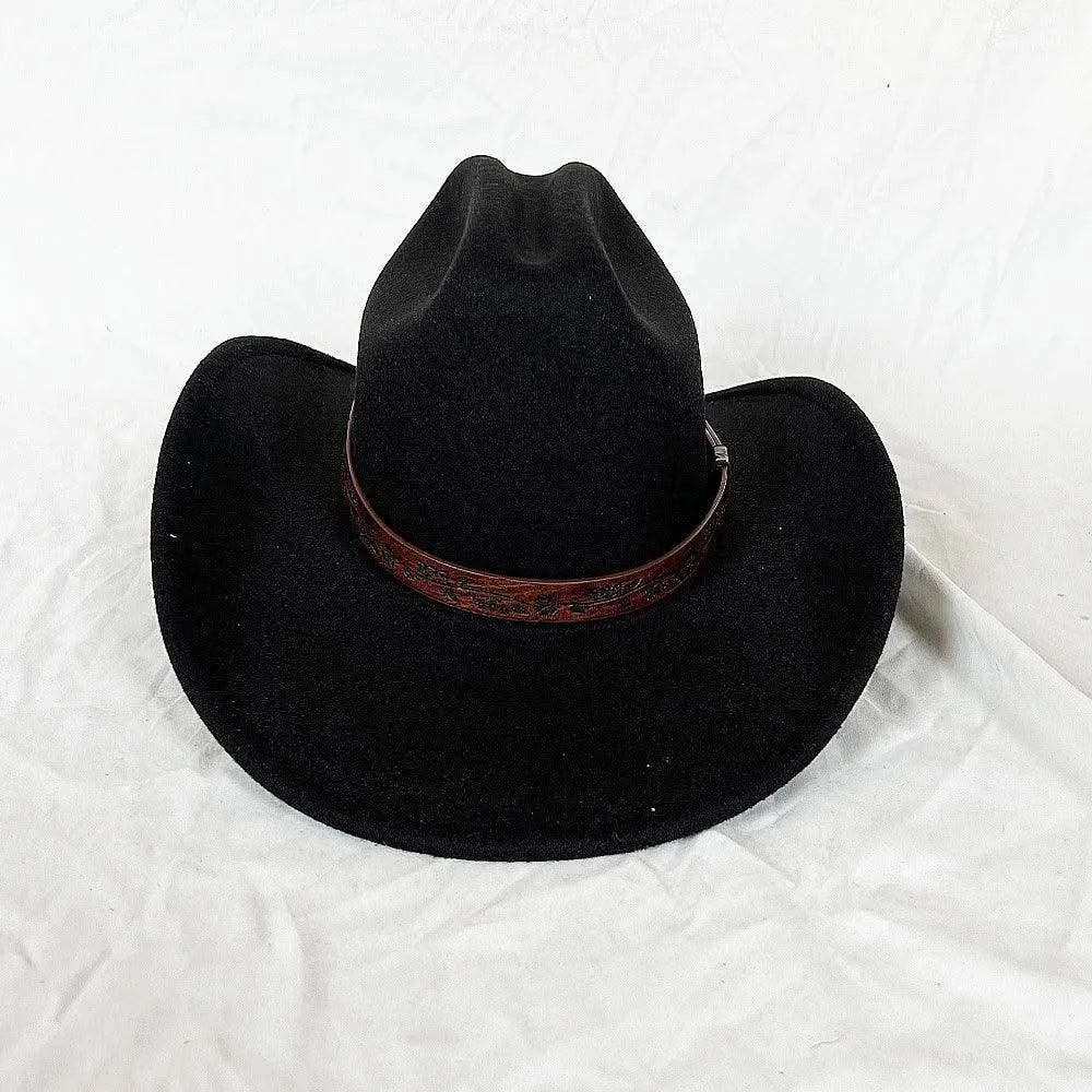 Men's Western Women's Cowboy Hat Army Green Men's Women's Cowboy Jazz Hat Wide Brim Felt Fedora Sombrero Hombre
